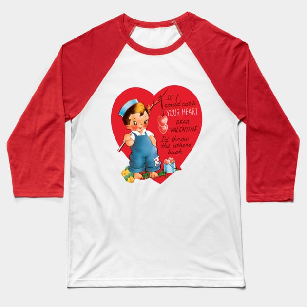 Vintage Valentine's Day Heart Baseball T-Shirt by MasterpieceCafe